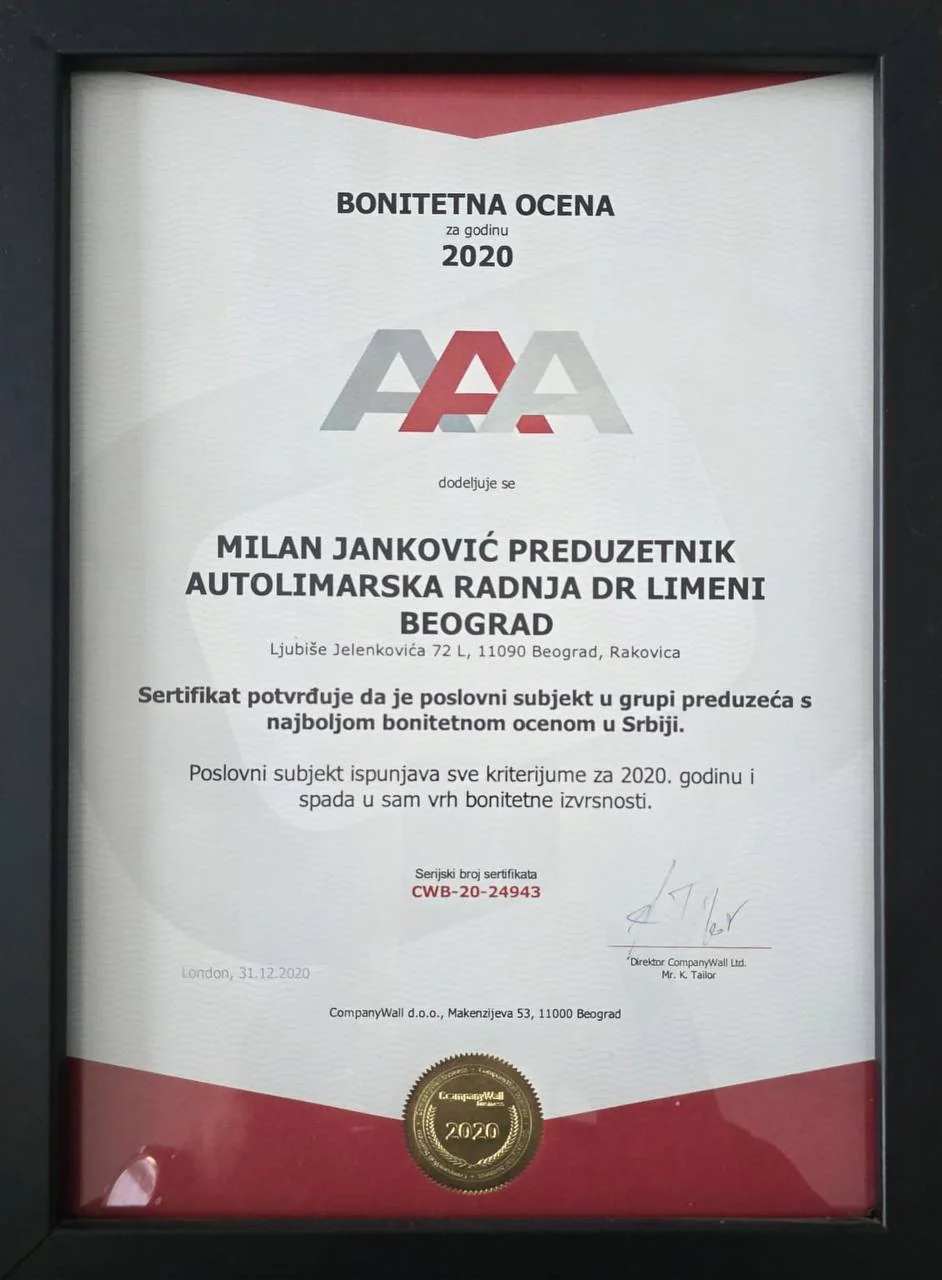 Bonitetna ocena za 2020. godinu