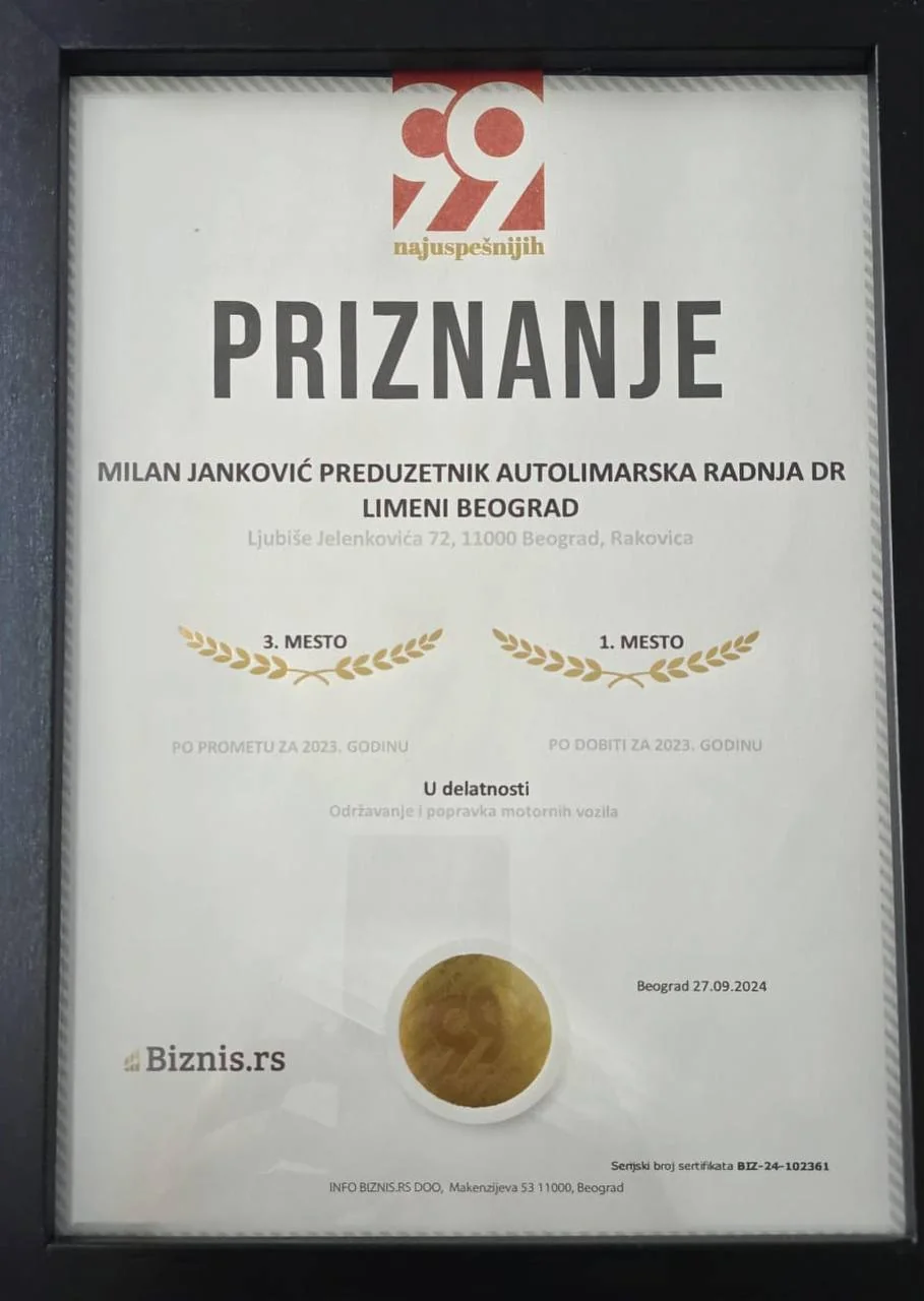 Biznis.rs priznanje 99 najuspešnijih, 2024